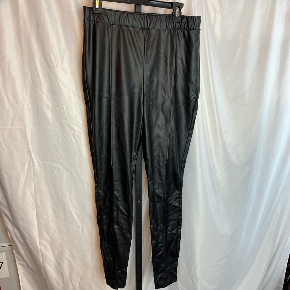 Fashion Nova Black Pleather Faux Leather Leggings, size 1X